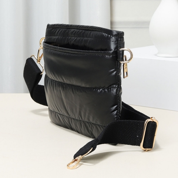 Silver Puffer Cross Body Bag Purse Casual Womens Fashion Accessory Statement - Picture 3 of 4